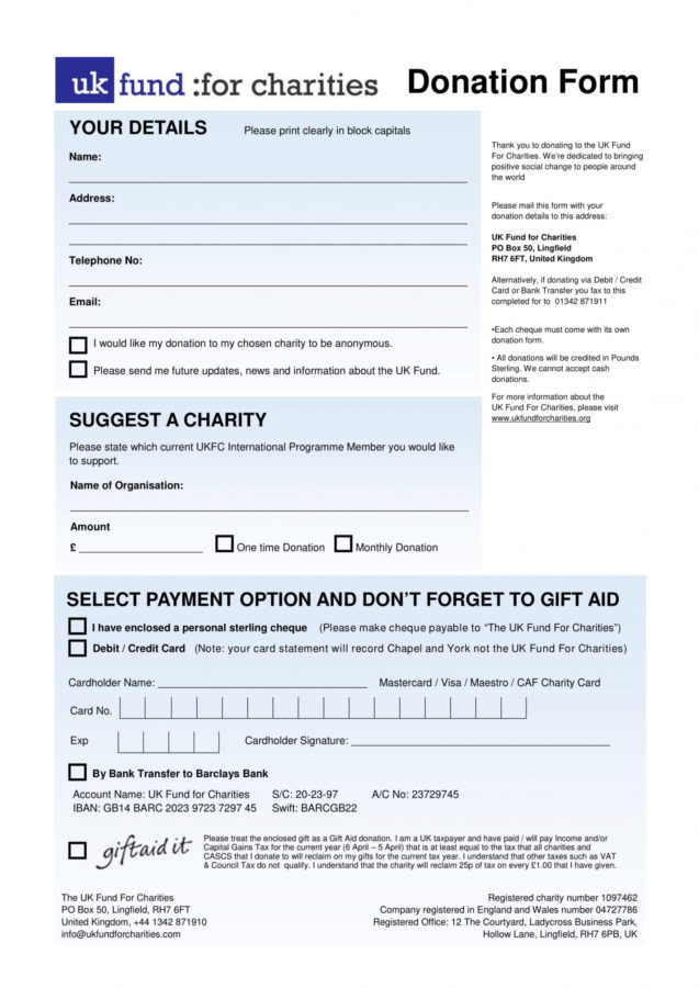 Printable Free Charity Donation Forms In Pdf Ms Word Charitable