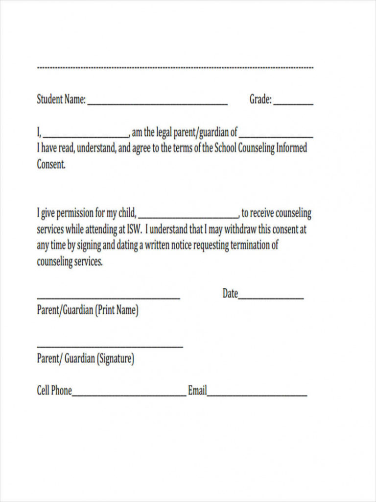 Printable Free 8 Counseling Consent Forms In Pdf Ms Word Counseling