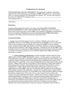 8 trademark license agreement templates  pdf  free royalty free license agreement template example