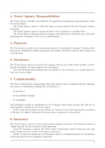 agreements  travel agency agreement template template travel service agreement template pdf