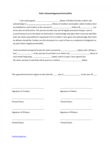 editable download iou i owe you debt acknowledgment form  pdf money owed agreement template word