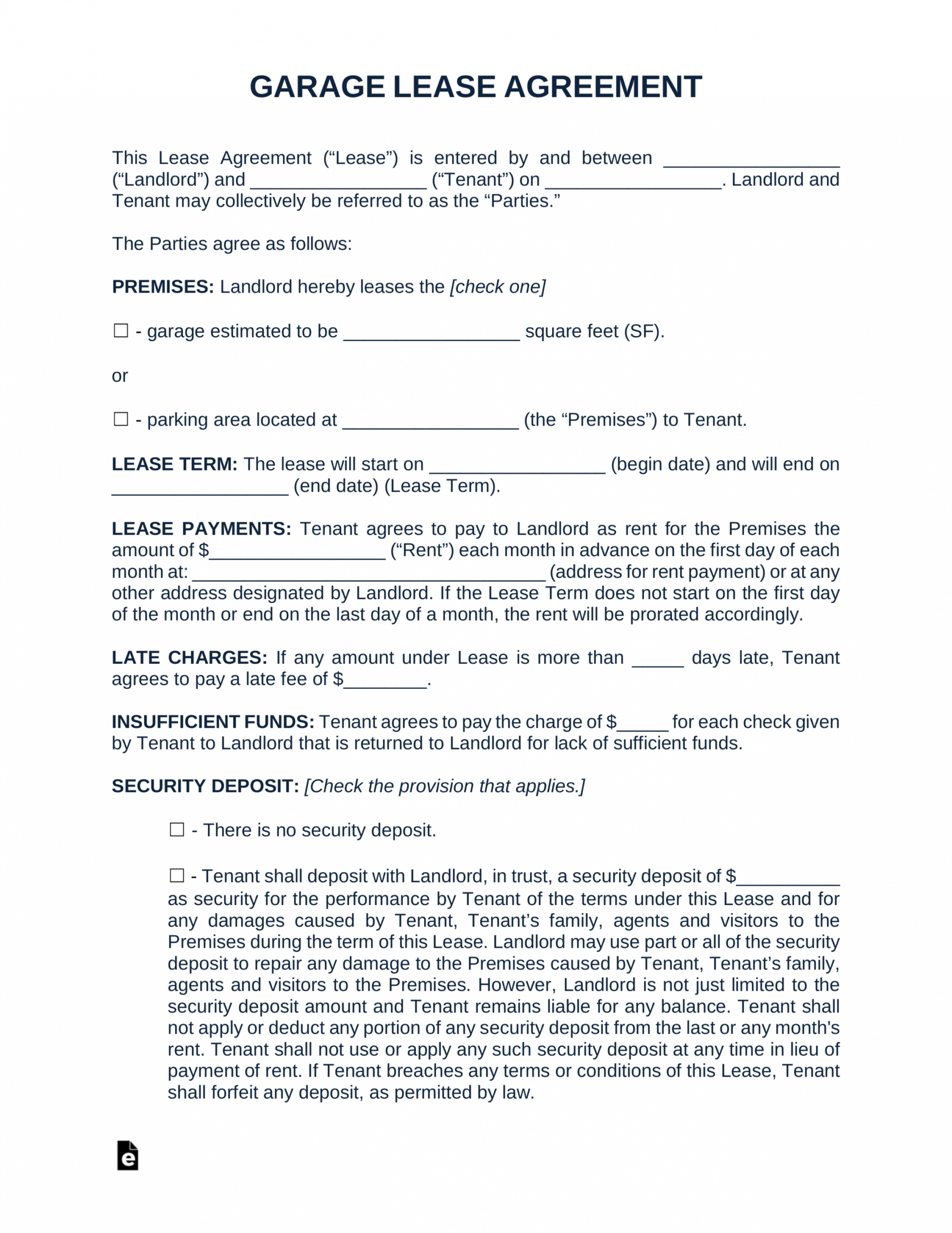editable free garage parking rental lease agreement template  pdf parking space rental agreement template excel