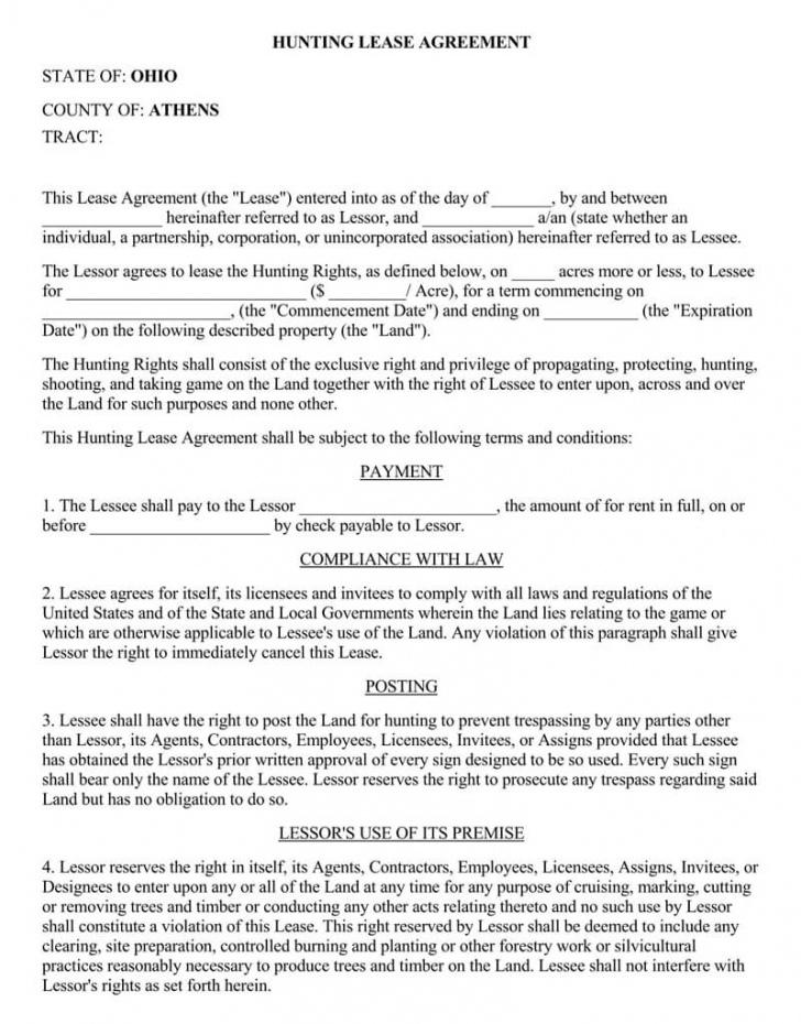 editable free hunting lease agreement templates word  pdf land use agreement template doc
