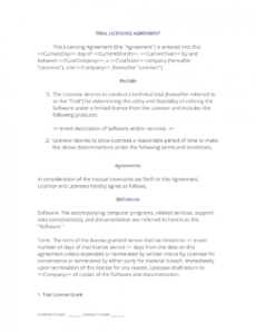 editable software trial license agreement  3 easy steps software license agreement template example