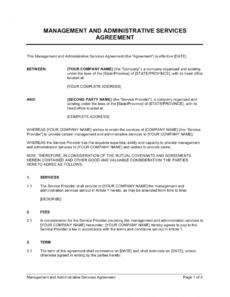 free management and administrative services agreement template business management agreement template example