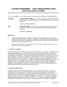 license agreement nontransferable and non exclusive license non exclusive license agreement template doc