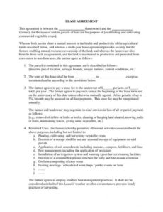 printable 8 farm lease agreement templates  pdf word  free land use agreement template excel