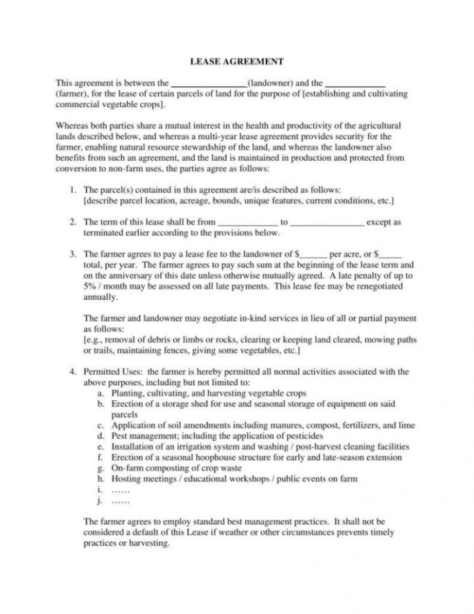 printable 8 farm lease agreement templates pdf word free