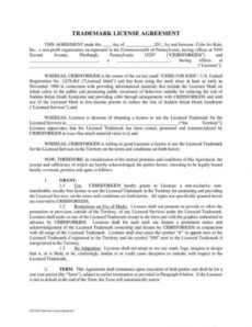 printable 8 trademark license agreement templates  pdf  free patent license agreement template word