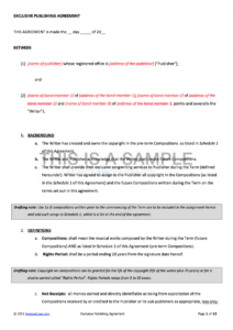 printable music publishing contract songwriters agreement template excel