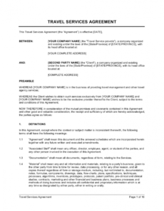 printable travel services agreement template businessinabox™ travel service agreement template