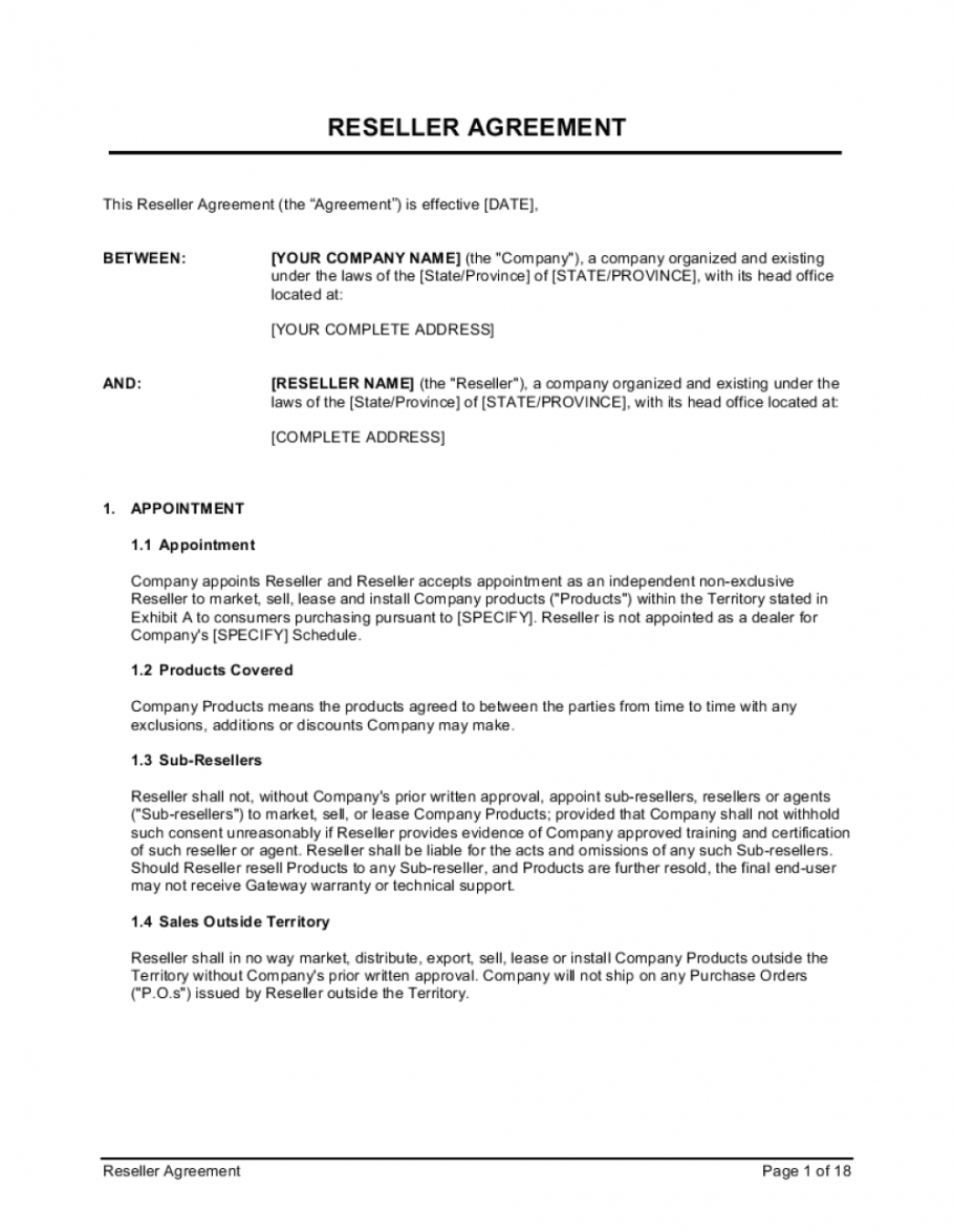 reseller agreement template businessinabox™ product reseller agreement template sample