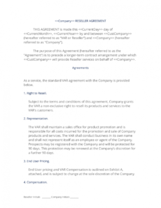 resellervar contract  3 easy steps product reseller agreement template excel