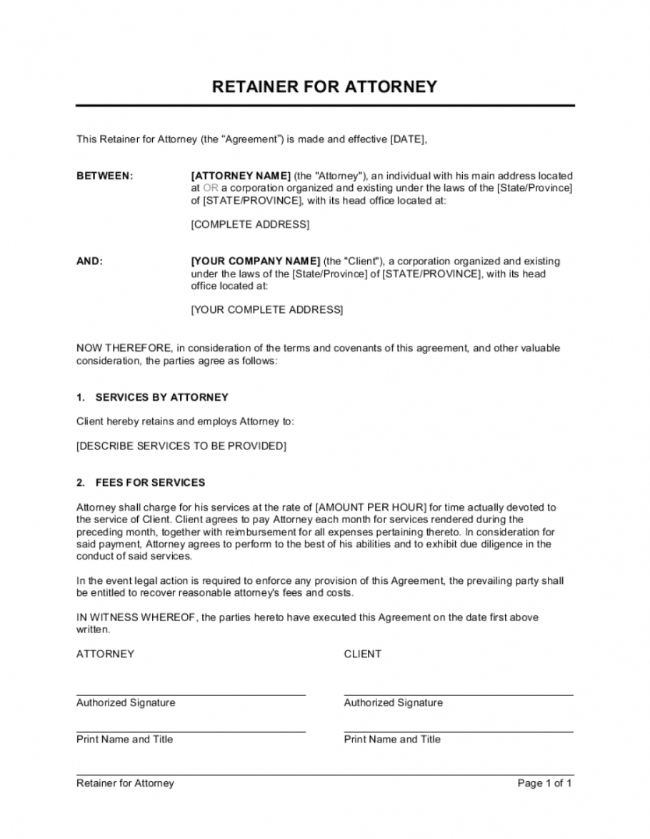 Legal Retainer Agreement Template