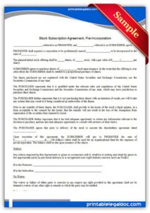 sample free printable stock subscription agreement pre pre incorporation agreement template pdf