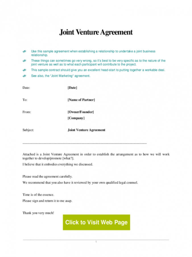 Sample Joint Venture Agreement Template 5 Free Templates In Pdf ...