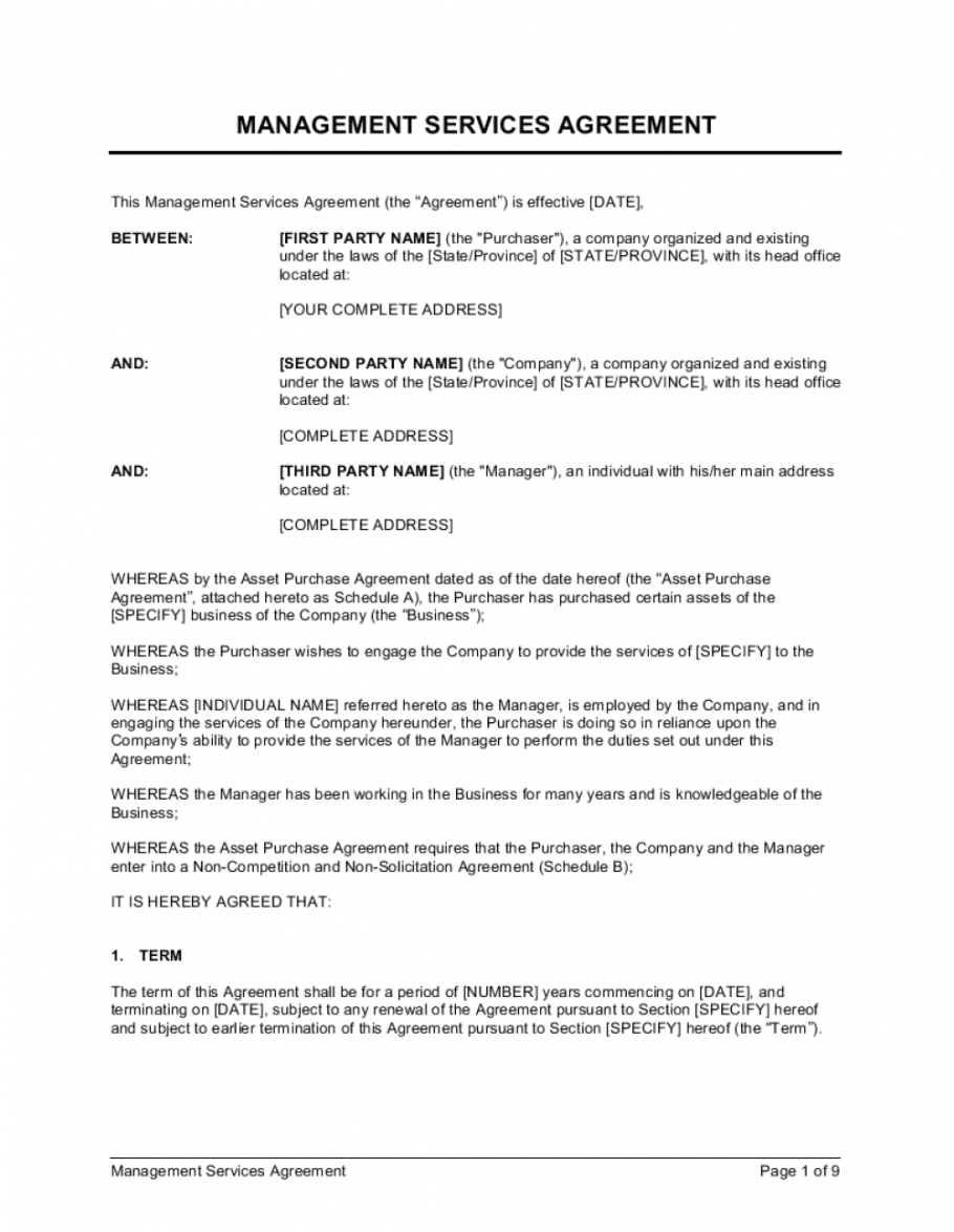 Business Management Agreement Template Word