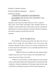 editable 43 official separation agreement templates  letters  forms separation and property settlement agreement template sample