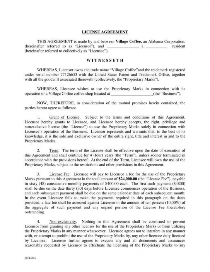 editable 6 trademark license agreement templates for restaurant content license agreement template pdf