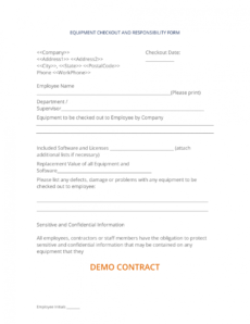 editable company equipment checkout form  3 easy steps employee equipment agreement template doc