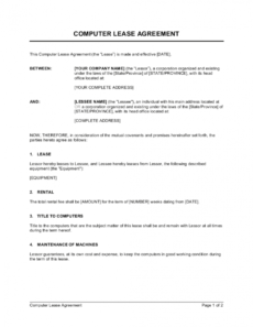 editable computer lease agreement template businessinabox™ legal rental agreement template excel