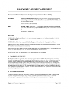 editable equipment placement agreement template businessinabox™ property access agreement template doc