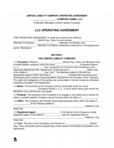 editable multimember llc operating agreement template  eforms law firm operating agreement template example