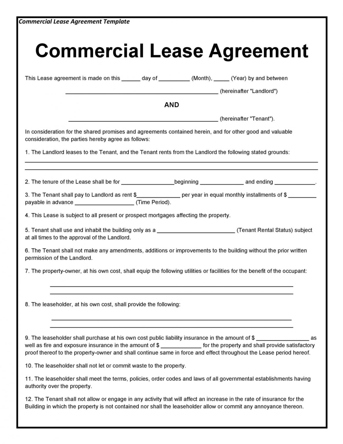 Free 26 Free Commercial Lease Agreement Templates ᐅ Templatelab Private