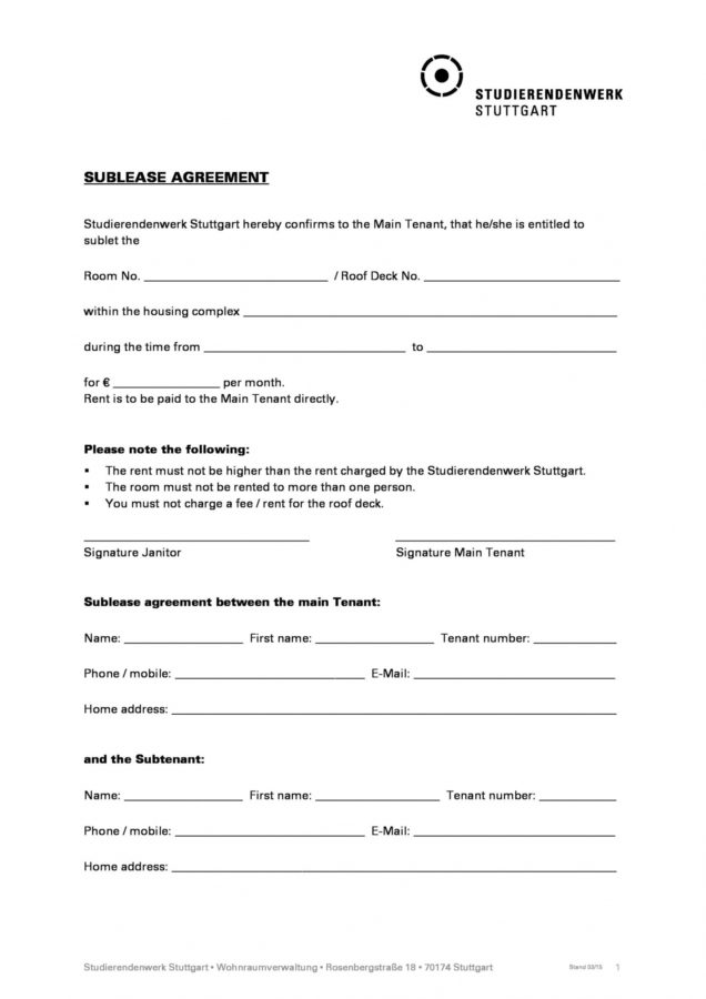 Free 40 Professional Sublease Agreement Templates & Forms ᐅ Commercial