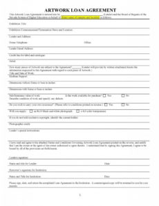 free artwork loan agreement  pdf template  form download art loan agreement template doc