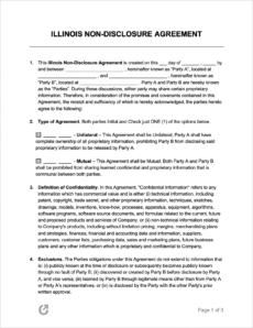 free free illinois nondisclosure agreement template  pdf  word one way non disclosure agreement template word