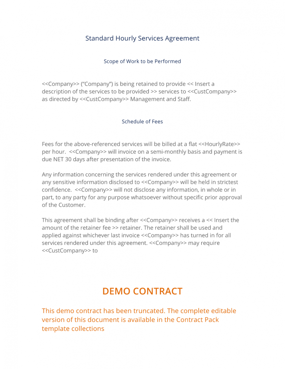 free hourly services agreement  3 easy steps standard services agreement template example