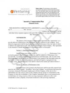 free phantom equity agreement llc  fill online printable deferred compensation agreement template word