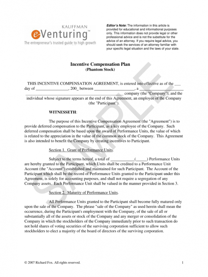 Free Phantom Equity Agreement Llc Fill Online Printable Deferred 