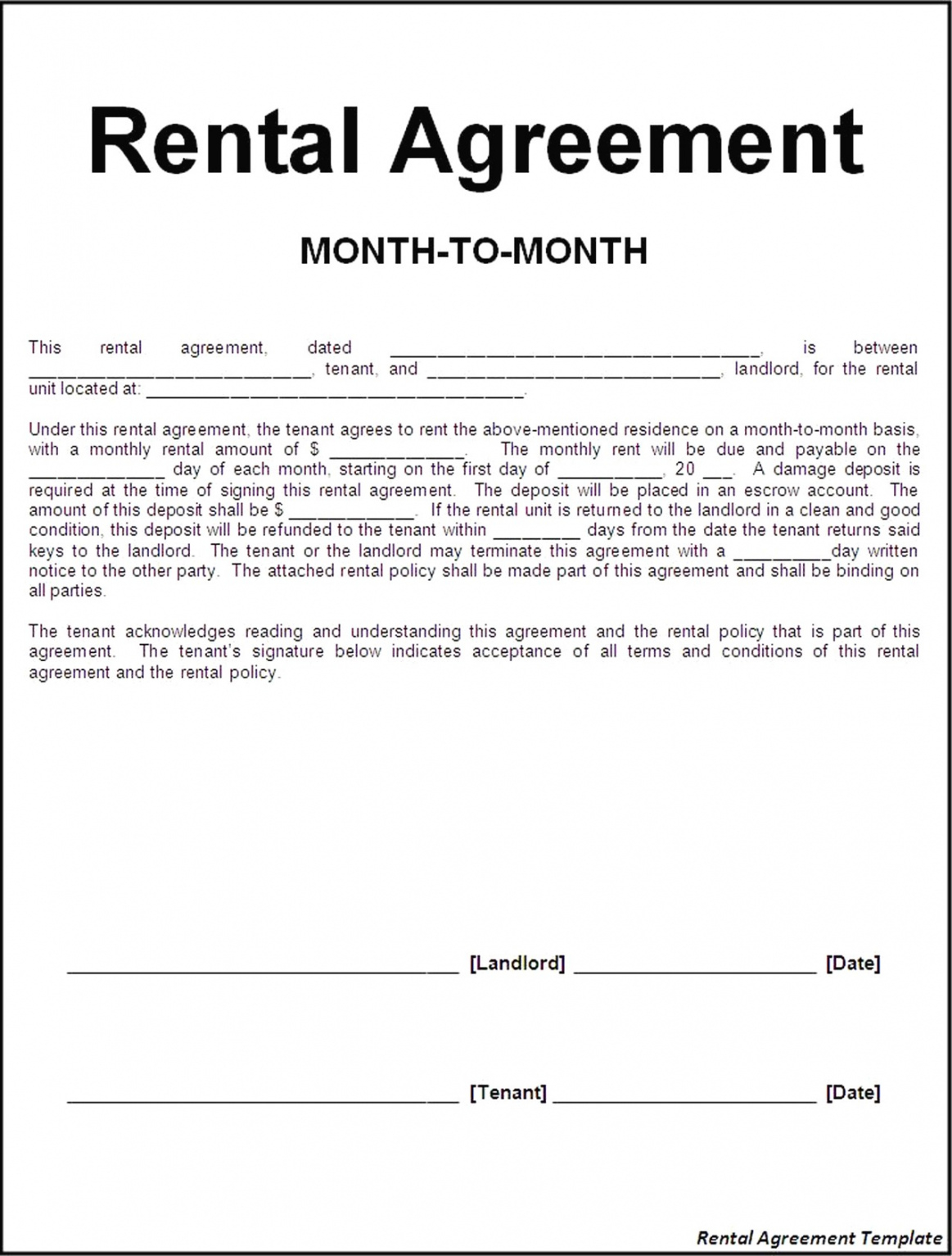 free the important terms to include in a rental agreement legal rental agreement template word