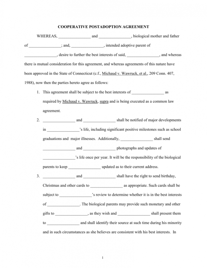 open adoption agreement 1 child adoption agreement template sample