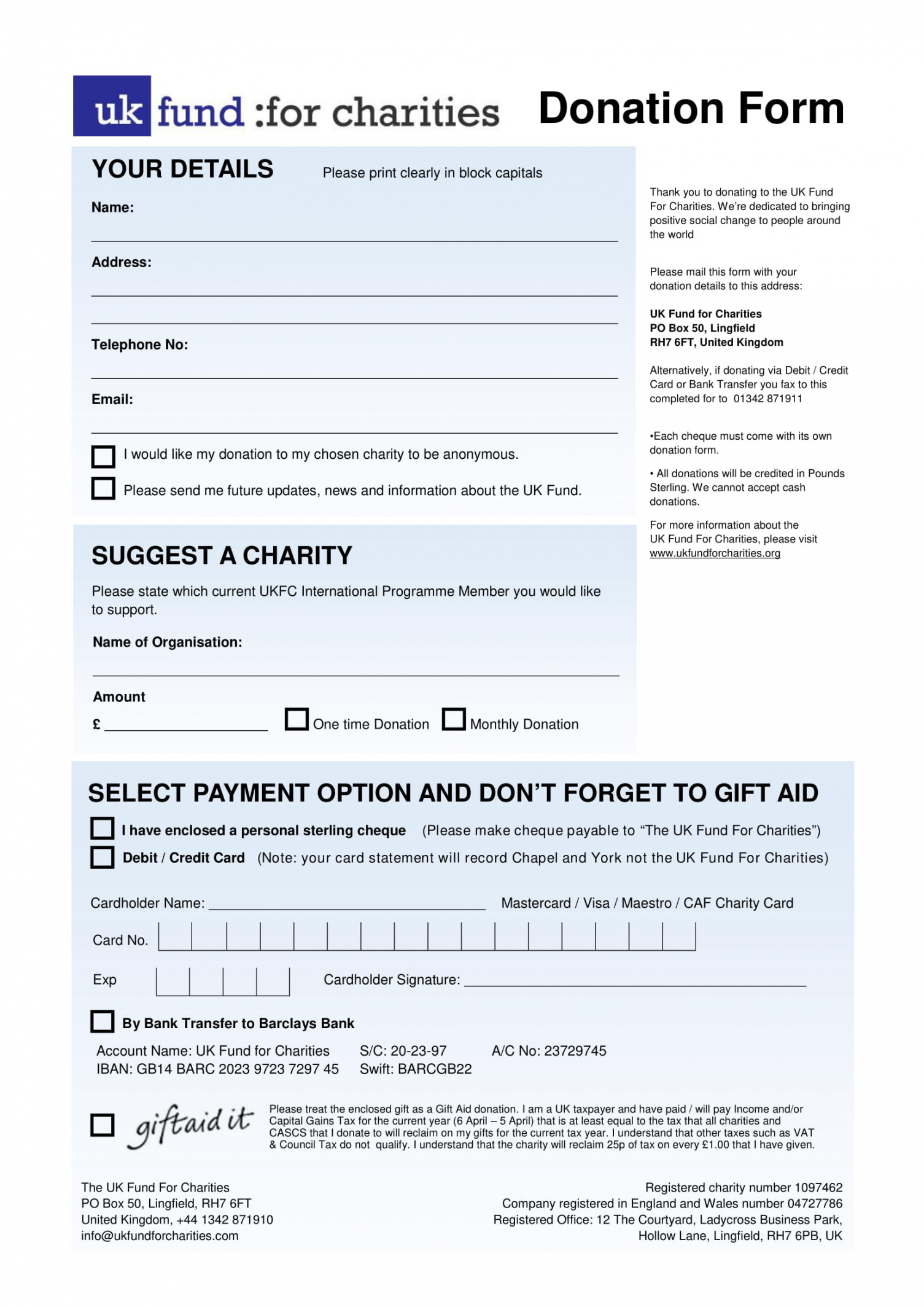 Printable Free 5 Charity Donation Forms In Pdf Ms Word Charitable 
