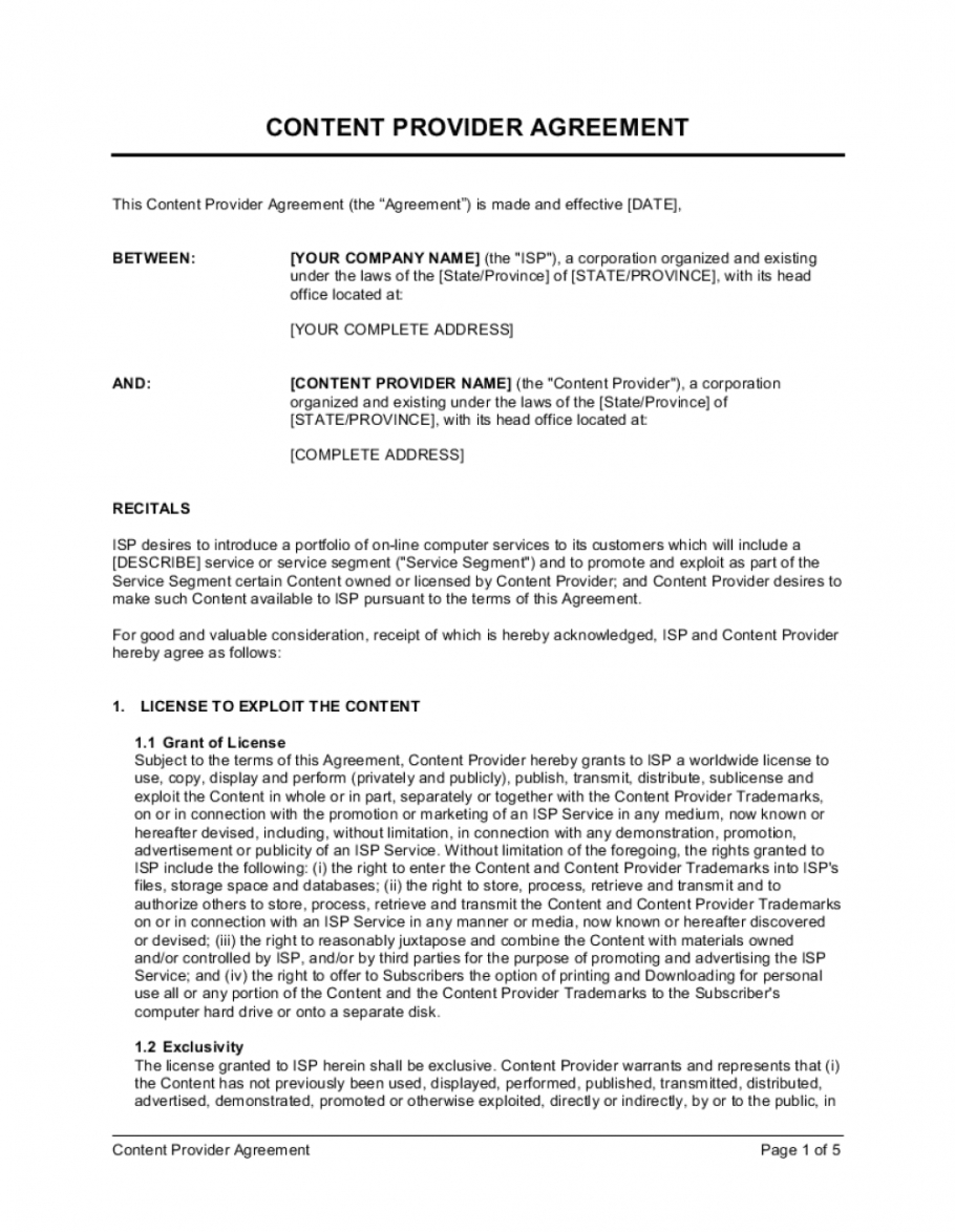 Content License Agreement Template