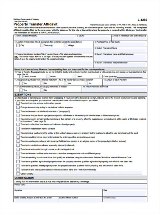 Sample Free 10 Property Transfer Forms In Pdf Ms Word Excel Property ...