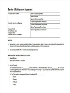 sample free 12 maintenance agreement forms in pdf service maintenance agreement template word