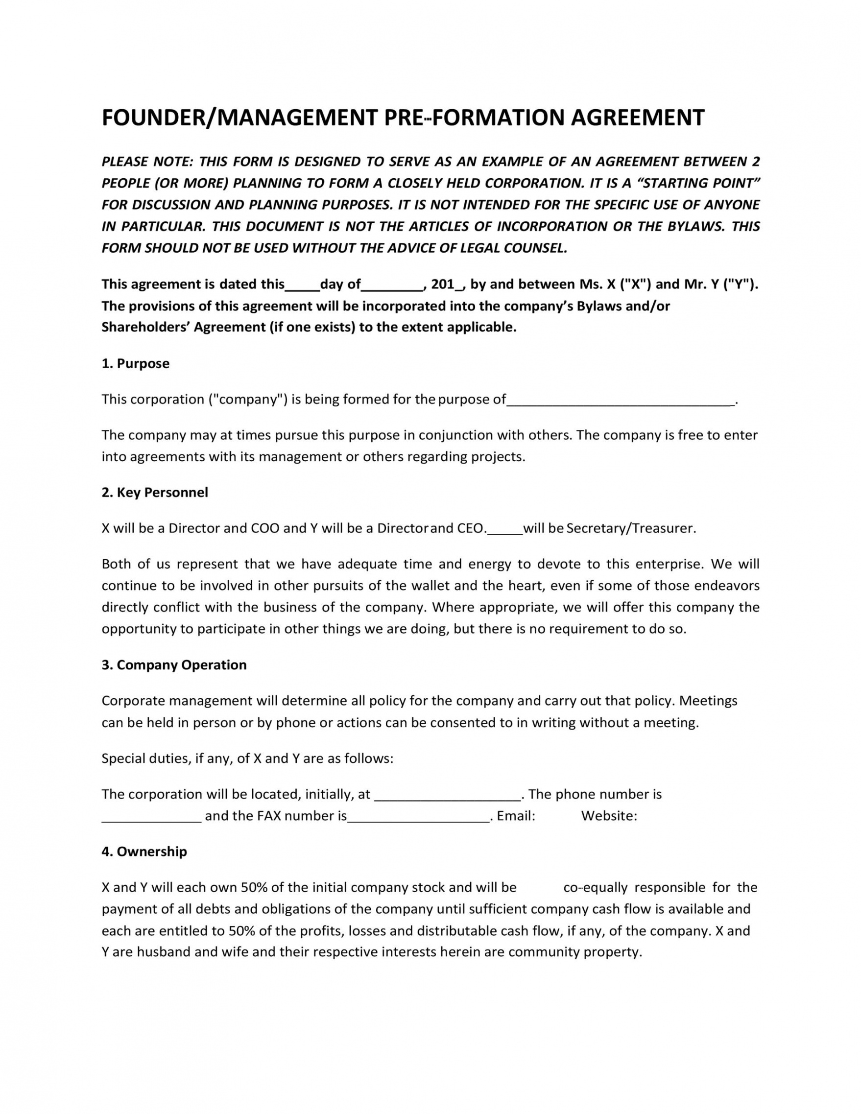 Founder Vesting Agreement Template