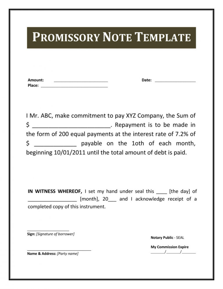 Editable 45 Free Promissory Note Templates Forms Word Pdf ᐅ Promise