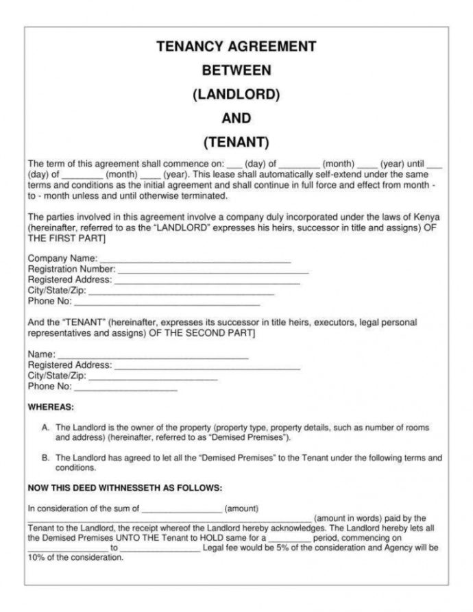 Editable Simple Tenancy Agreement Templates Pdf Free Premium Best