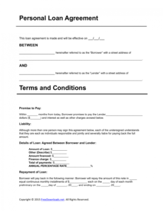 editable download personal loan agreement template  pdf  rtf  word private agreement template pdf