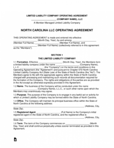 editable north carolina multimember llc operating agreement form north carolina llc operating agreement template word