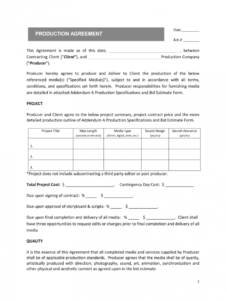 editable production agreement  fill online printable fillable executive producer agreement template pdf