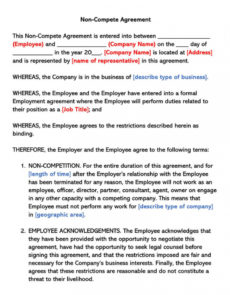 free free employee noncompete agreement templates wordpdf partnership non compete agreement template doc