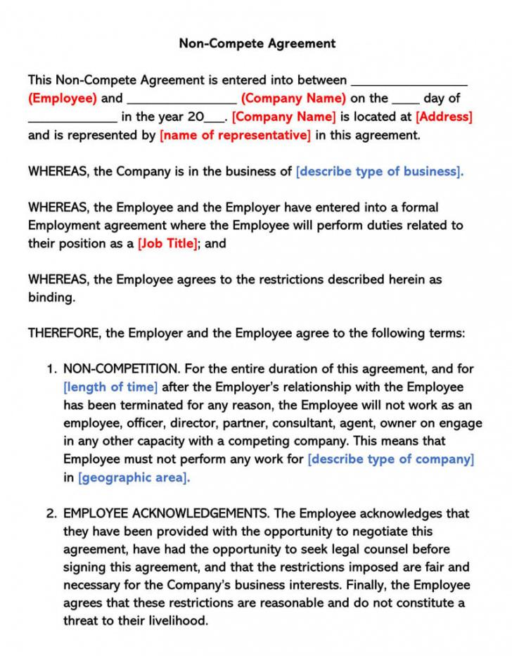 free free employee noncompete agreement templates wordpdf partnership non compete agreement template doc