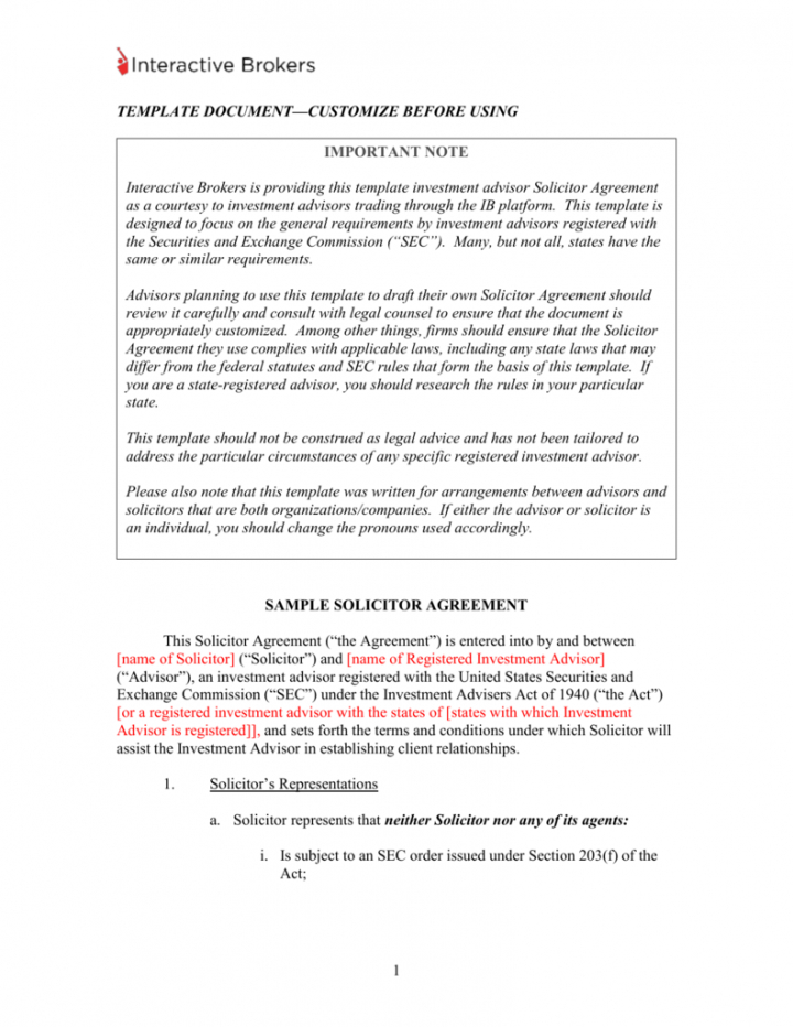 free sample solicitor agreement and solicitor`s disclosure statement investment advisory agreement template doc