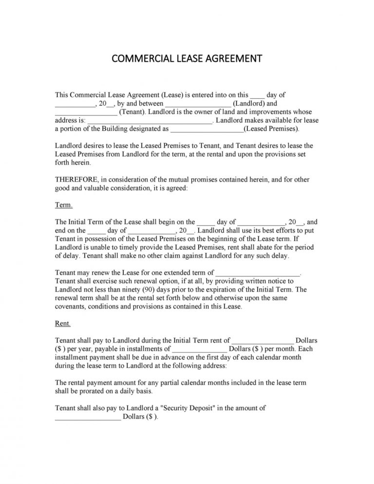 Printable 26 Free Commercial Lease Agreement Templates ᐅ Templatelab